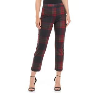 SANCTUARY Women’s Carnaby Kick Crop Pull on Black and Berry Plaid Pant